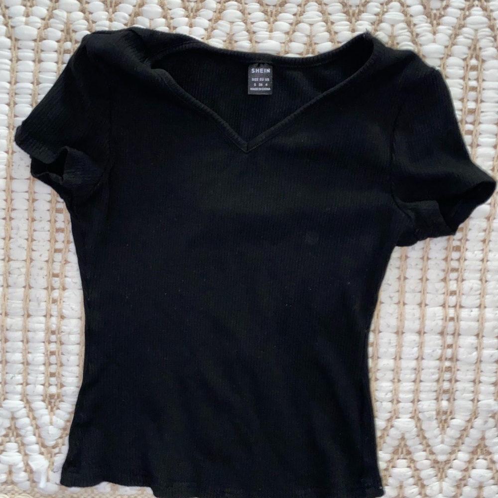 SHEIN Black Fitted Short Sleeve Tee